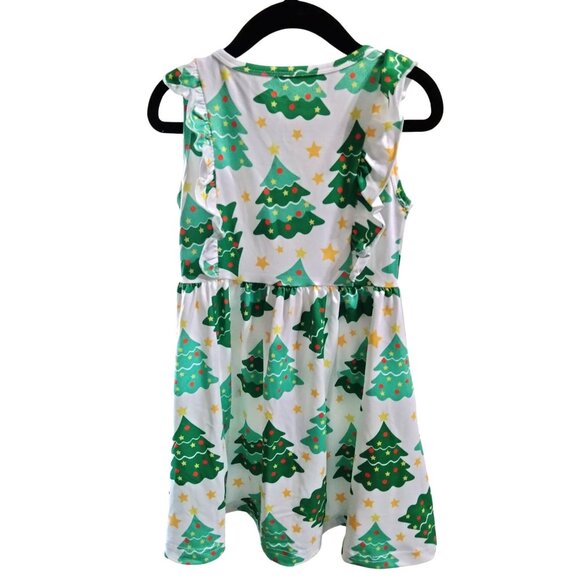Toddler Girls Christmas Tree Sundress With Green Winter Cape Set Size 4T - Picture 6 of 9